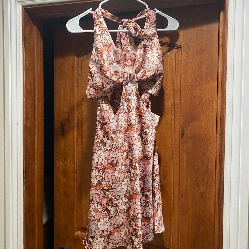 Floral Halter Backless Dress